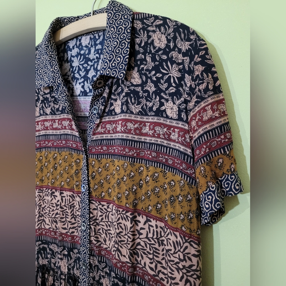 Hazel Anthropologie Patterned Button-down Shirt S… - image 3